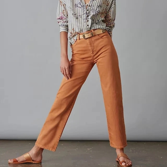 Pilcro Pants - ANTHROPOLOGY PILCRO Column Straight Ankle Jeans - Maize Orange